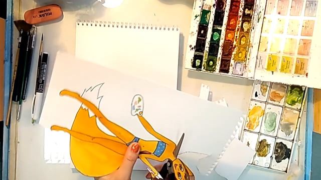 Рисую и создаю образ лисички Китти - художницы. Бумажная кукла. смотреть онлайн