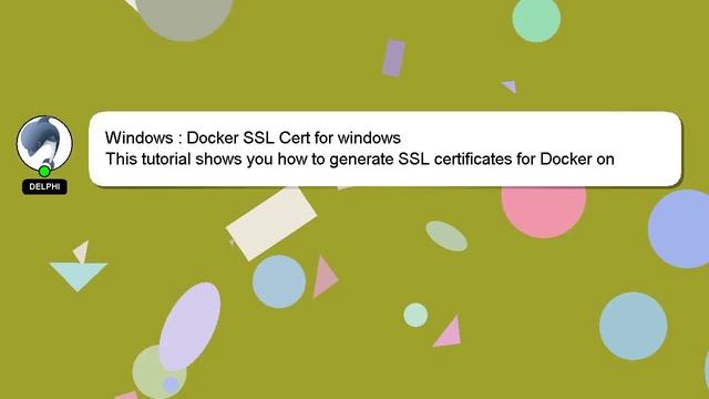 Windows : Docker SSL Cert for windows смотреть онлайн