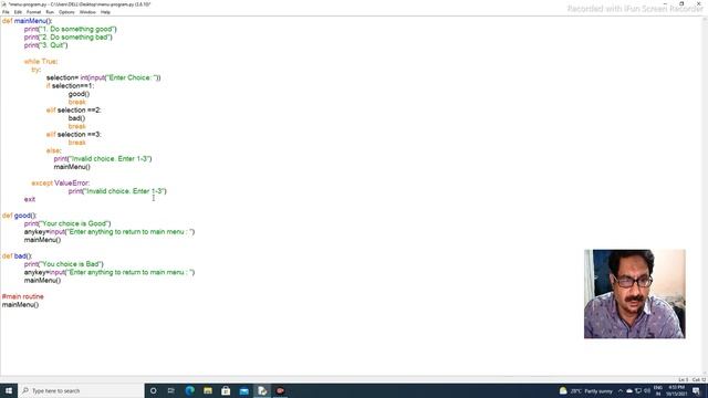 How to write Menu type program in python смотреть онлайн