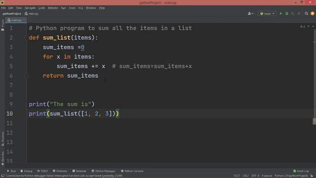 sum of all elements in a list | sum of all elements in a list in python | sum of list elements смотреть онлайн