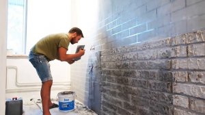 Кирпич из штукатурки / Стена под кирпич своими руками / Кирпичная стена лофт