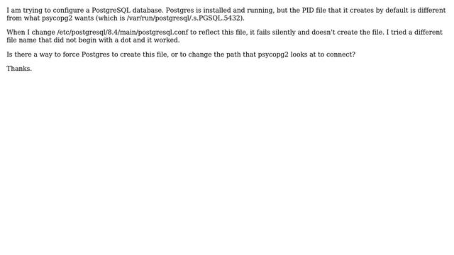 How do I change where psycopg2 looks for a pid file? смотреть онлайн