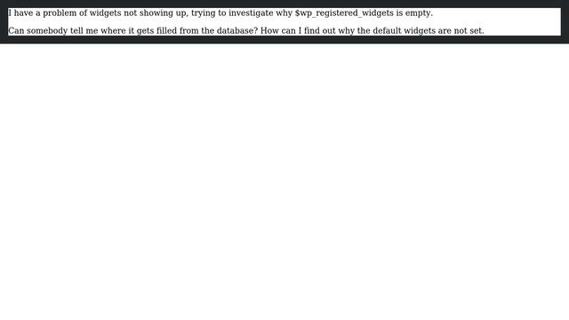 Wordpress: How/where is the global variable $wp_registered_widgets filled? смотреть онлайн