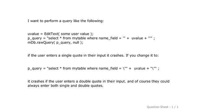 Android : Android quotes within an sql query string смотреть онлайн