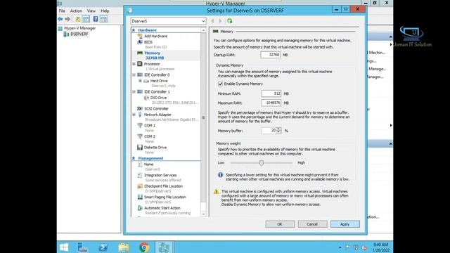 Not Enough Memory In The System To Start The Virtual Machine in Hyper-V | Usman IT Solution | смотреть онлайн