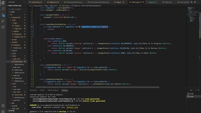 Intro to React - Roles & Permissions & Bugfixes смотреть онлайн