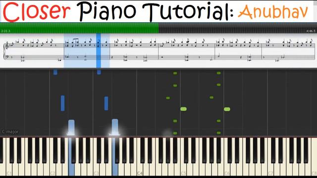 CLOSER | Piano Tutorial | MIDI | Lyrics+Chords