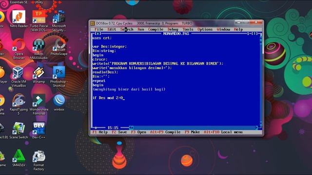 Pascal - Program Konversi Bilangan Desimal ke Bilangan Biner смотреть онлайн