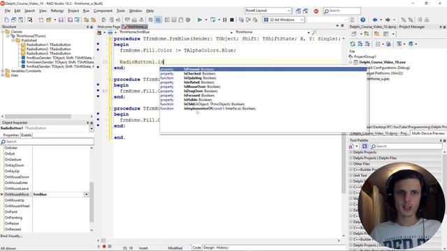 Delphi Programming Course (FMX): 10 - Using Radio Buttons (to change form color) смотреть онлайн