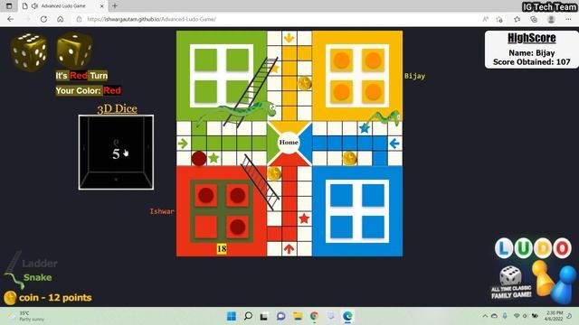 Advanced Ludo Game with Pure JavaScript | Ladders, Snake and Coin in single game смотреть онлайн