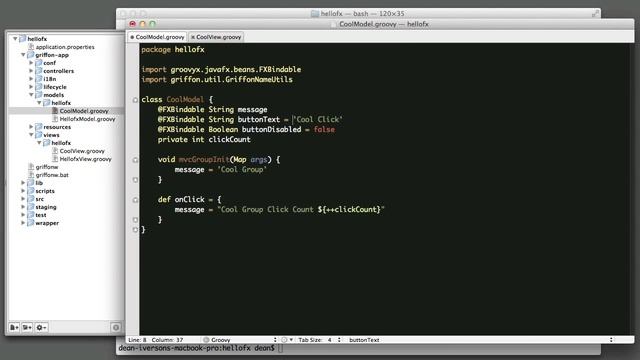 JavaFX on Griffon: Events and Binding смотреть онлайн