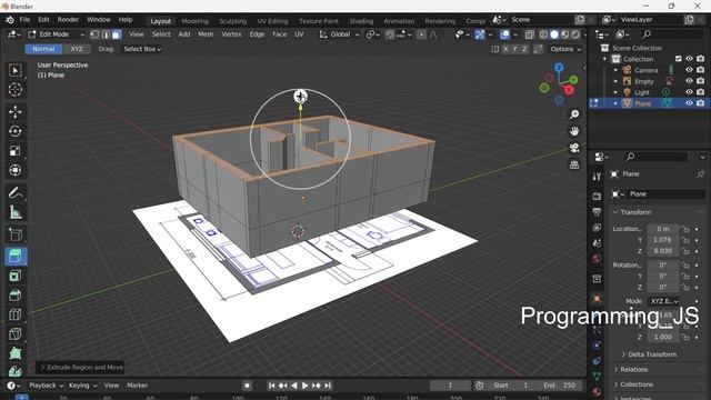 проект по чертежу Blender 3D смотреть онлайн
