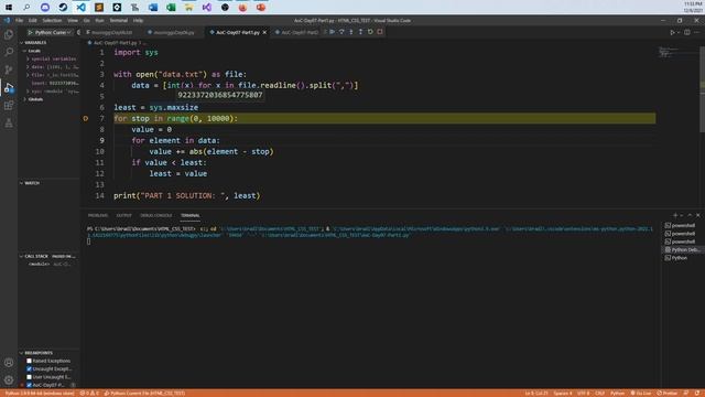 Python Solution for 2021 Advent of Code - Day 7 - The Treachery of Whales смотреть онлайн