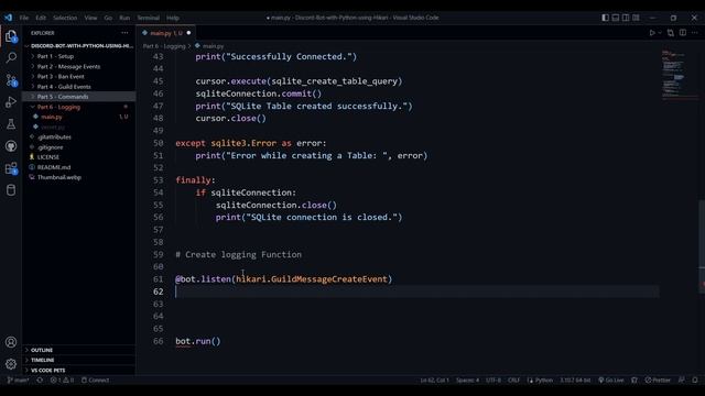 Discord Chatbot with Python using Hikari | Part 6 - Logging Messages смотреть онлайн