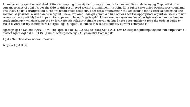 GIS: A simple way to convert multipoint to point in sqlite table, using gdal ogr2ogr? смотреть онлайн