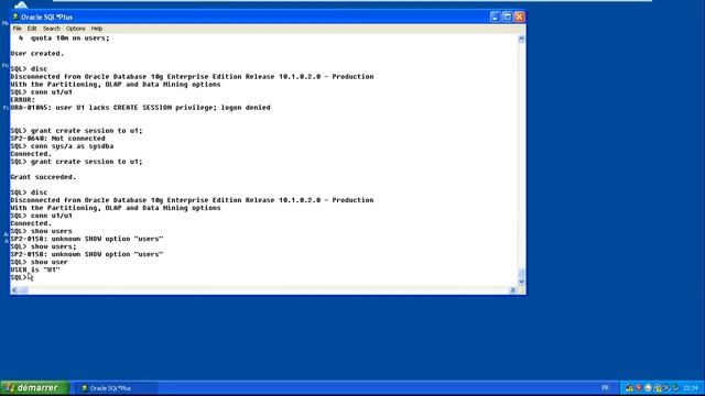 Tuto DBA1 : Gérer Les utilisateurs Et privilège Sur Oracle 10g [Vidéo 7] смотреть онлайн