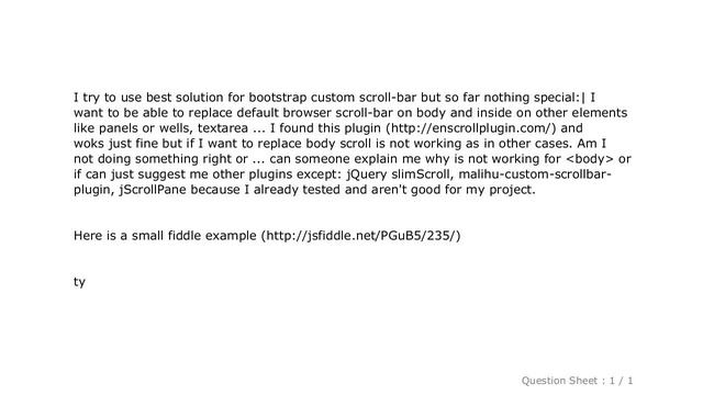 jQuery : Custom scroll-bar for body on bootstrap 3 смотреть онлайн
