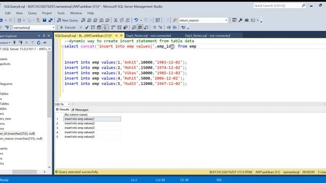 How To Create Dynamic Insert Statements From a Table Data | SQL Tips and Tricks смотреть онлайн