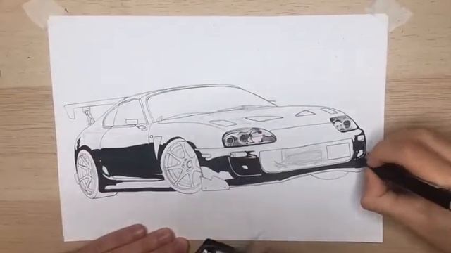 Toyota supra. speed drawing Как нанести цвет,весь процесс от и до!рисунок маркерами смотреть онлайн