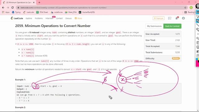 Minimum Operations to Convert Number | Leetcode Weekly Contest 265 | JAVA смотреть онлайн