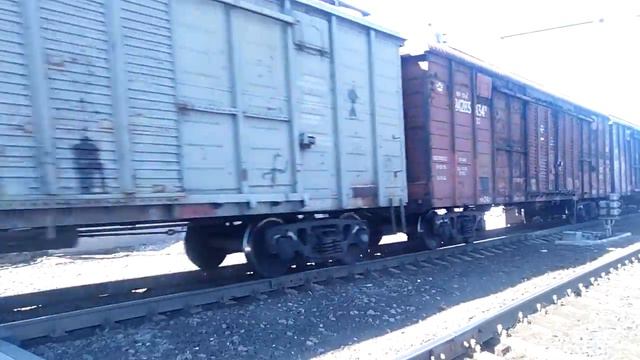 Электровоз 3ЭС4К-013 с грузовым поездом на станции Царское Село смотреть онлайн