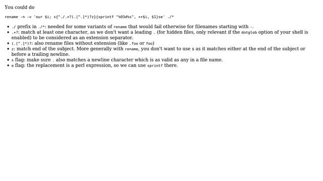 Rename files with zero padded numbers while keeping extension using "rename" command смотреть онлайн