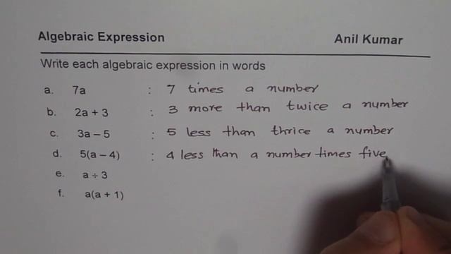 How to Write Algebraic Expressions in Words and Phrases смотреть онлайн