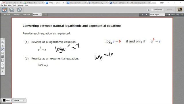 Converting between natural logarithmic and exponential equations смотреть онлайн