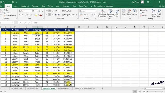 How to highlight cells containing a specific text in Excel - Malayalam Tutorial смотреть онлайн