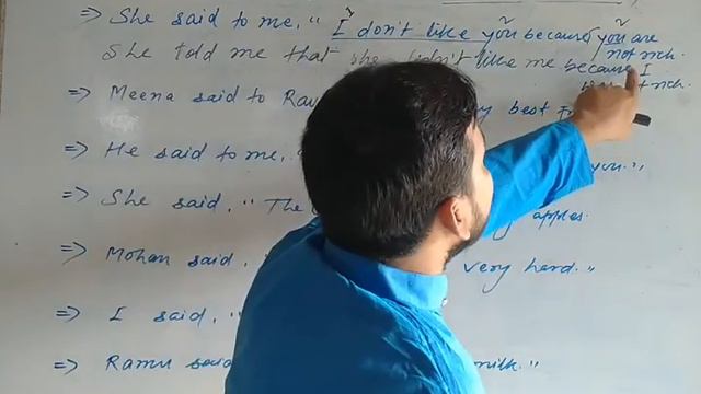 Change of Tense। Practice exercise 2। Direct into Indirect speech in Hindi। смотреть онлайн