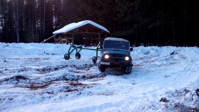 Телега для добычи и перевозки леса и УАЗ смотреть онлайн