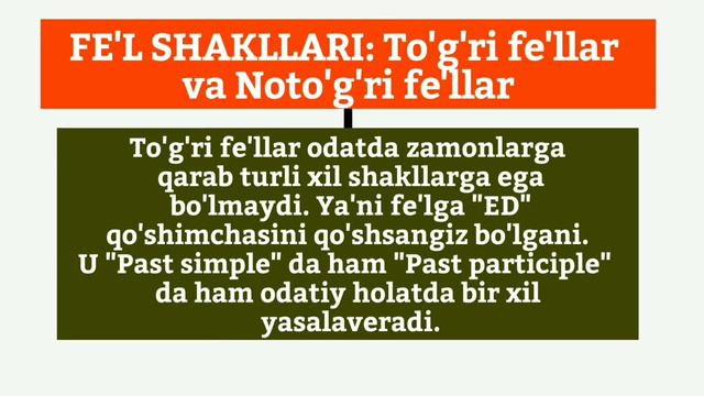 FE'L shakillari - Infinitive | Past simple | Past participle | Irregular and Regular verbs смотреть онлайн