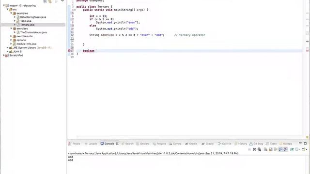 Ternary operator in Java смотреть онлайн