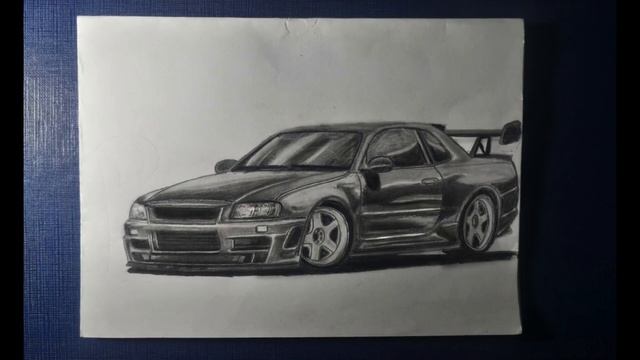 Как я рисовал машину Nissan Skyline R34 #cardrawing #drawing #art #cars #sketch #r34gtr смотреть онлайн