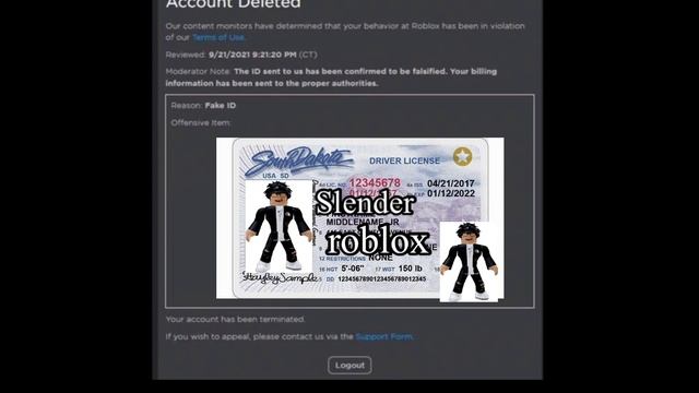 roblox voice chat ban slender fake ID смотреть онлайн