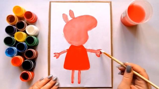 Как нарисовать Свинку Пеппу из мультика красками пошагово Простой рисунок для детей смотреть онлайн