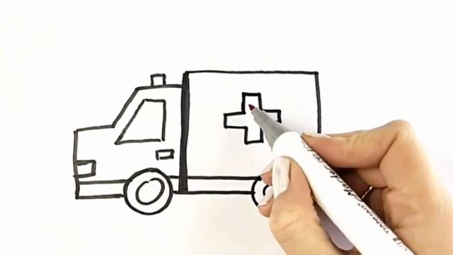Let's learn to draw Ambulance and coloring for kids.Как Быстро нарисовать скорую помощь смотреть онлайн