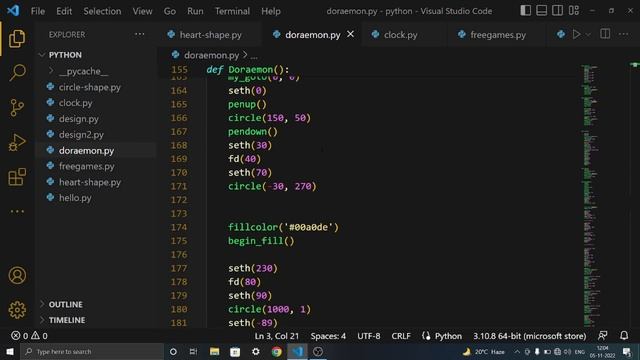 Create doraemon using Python #coding #programming #python #turtle смотреть онлайн