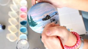 Мастер-класс по росписи новогоднего шара «Деревенский зимний пейзаж». Painting of Christmas ball/DI