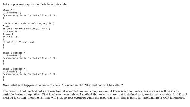 Why does Java compiler decide whether you can call a method based on the "reference" type and... смотреть онлайн