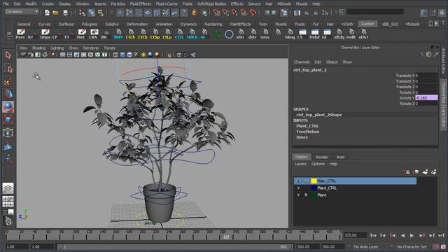 Анимация дерева в MAYA при помощи MEL выражений