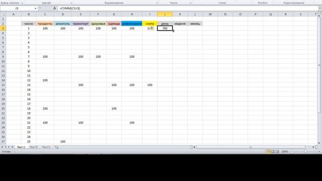 Работаем в Excel на примере создания книги расходов смотреть онлайн