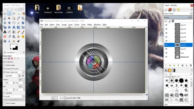 How To Design Logo 3d For Camera Lens- Gimp Tutorial- No Photoshop No illustrator смотреть онлайн