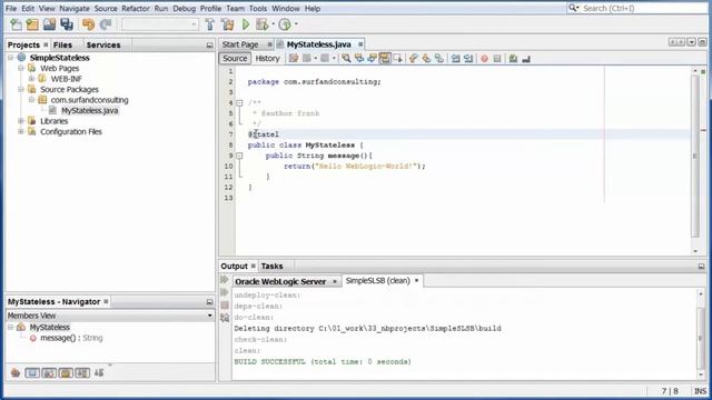 Java EE6: Develop Stateless Session Bean (EJB 3.1) and Deploy as .war смотреть онлайн