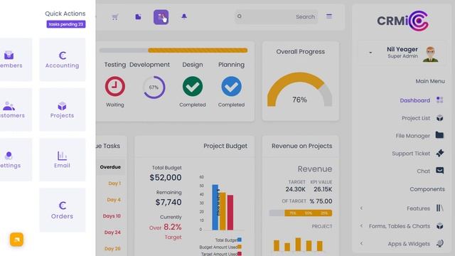 Project Management Dashboard Bootstrap 5 Admin Templates with RTL Light Theme смотреть онлайн