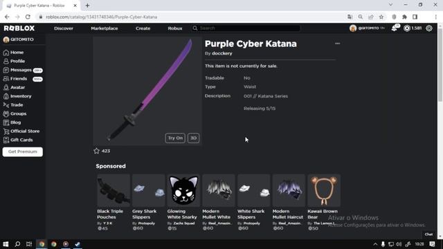 Limited Grátis Agora às... [Purple Cyber Katana] Roblox Limited UGC Grátis смотреть онлайн