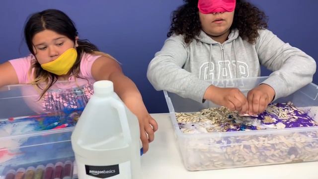 BLINDFOLDED Don't Push the Wrong Button Slime Challenge Izzy Cheated!!! смотреть онлайн