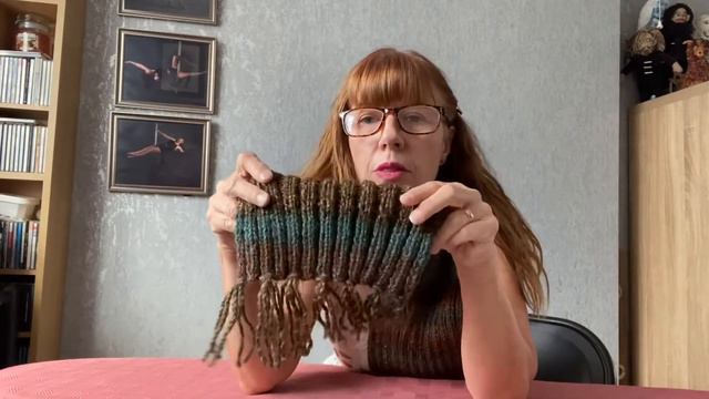 Scarf knitted with James C Brett Marble yarn. смотреть онлайн