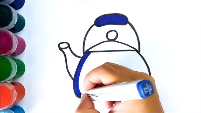 Сурет салу шәйнек | Как нарисовать чайник | Bolalar uchun choynak chizish смотреть онлайн