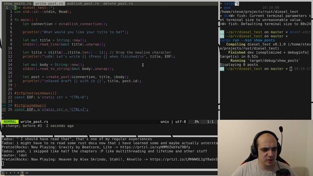 [Rust][NVIM] Learning how to use diesel! | !commands смотреть онлайн